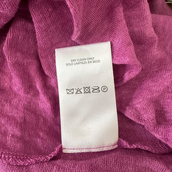 Eri + Ali Linen Blouse Ruffles Sleeves Scoop Neck Cross Back Lightweight Fuchsia - Picture 11 of 11